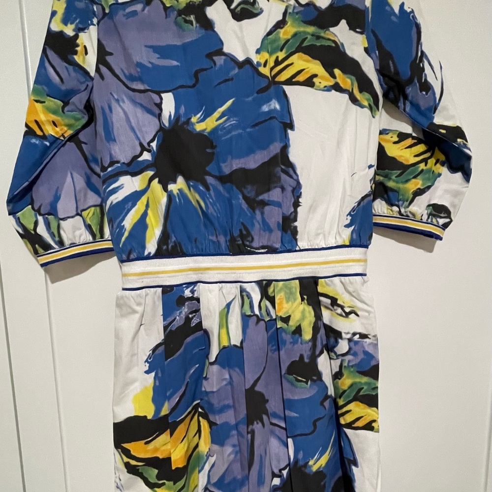 Girls Floral Blue and Yellow Dress